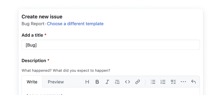 Bug report illustration with issue tracker and code snippet
